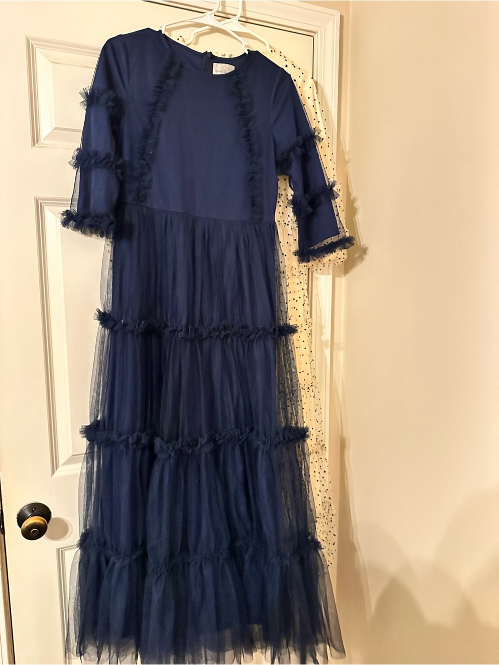 Dainty Jewells Navy Blue Tiered Tulle Maxi Dress